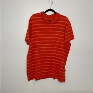 Adidas Climate Men Orange Collared Short Sleeve Striped Polo Shirt Size XXL